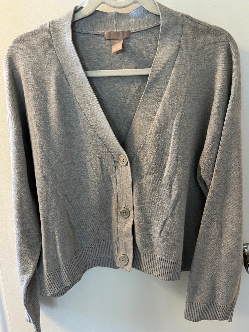 H&M Soft Gray Button-Up V-Neck Cardigan